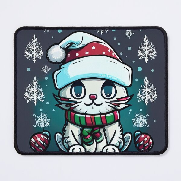 Item preview, Christmas card with a cute cartoon cat designed and sold by XmasPatterns.