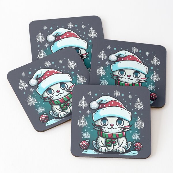 Item preview, Christmas card with a cute cartoon cat designed and sold by XmasPatterns.