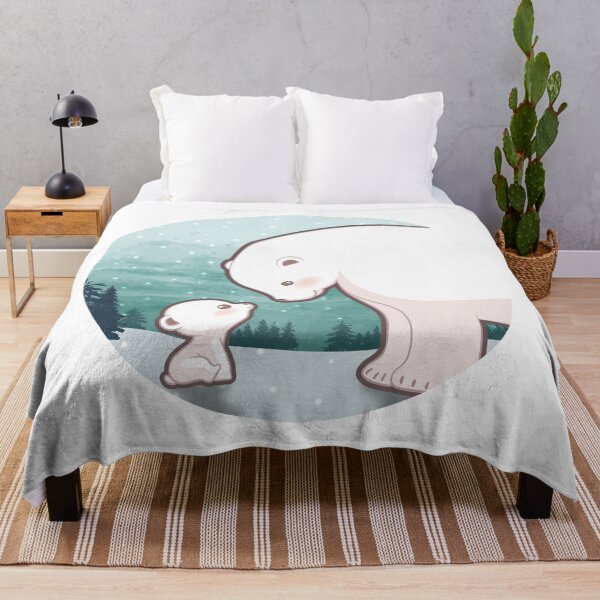 Item preview, Cute cub polar bear and mum character design with snowflake background. Vector illustration designed and sold by Tony J.