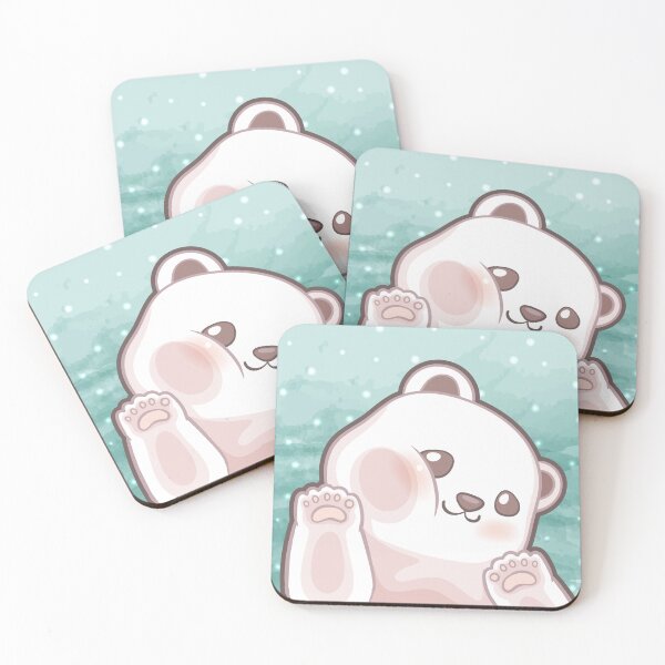 Item preview, Cute cub polar bear say hi character design with snowflake background. Vector illustration designed and sold by Tony J.