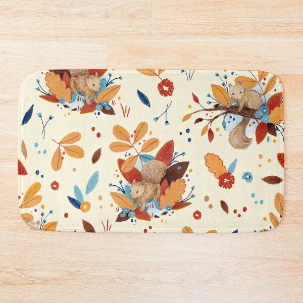 Item preview, Hand Drawn Squirrel Pattern with Honey colored Background designed and sold by RepublicOfFire.