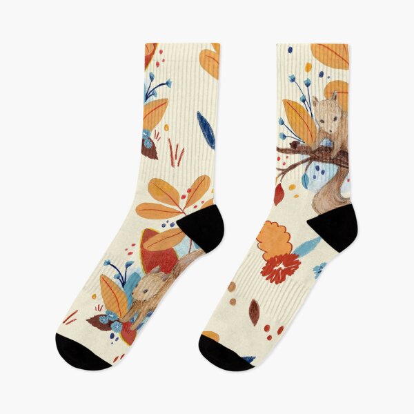 Item preview, Hand Drawn Squirrel Pattern with Honey colored Background designed and sold by RepublicOfFire.