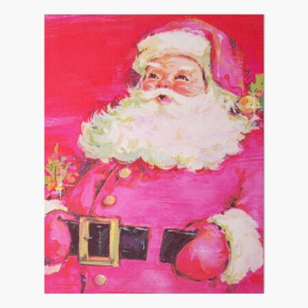 vintage canvas print, old style santa and christmas present canvas wall art framed  11x14