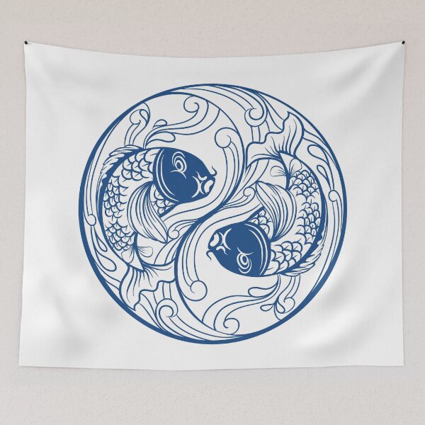 Item preview, 2 Fish Navy Blue, Print by Zouzounio Art designed and sold by zouzounioart.