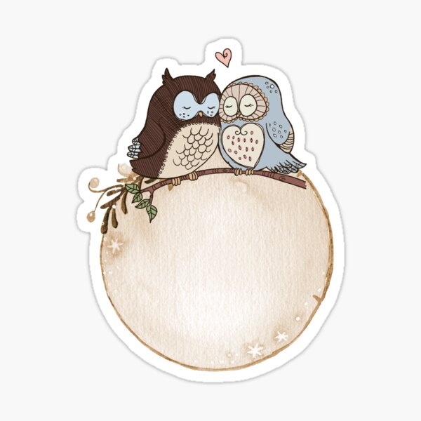 vintage label owl moon Sticker