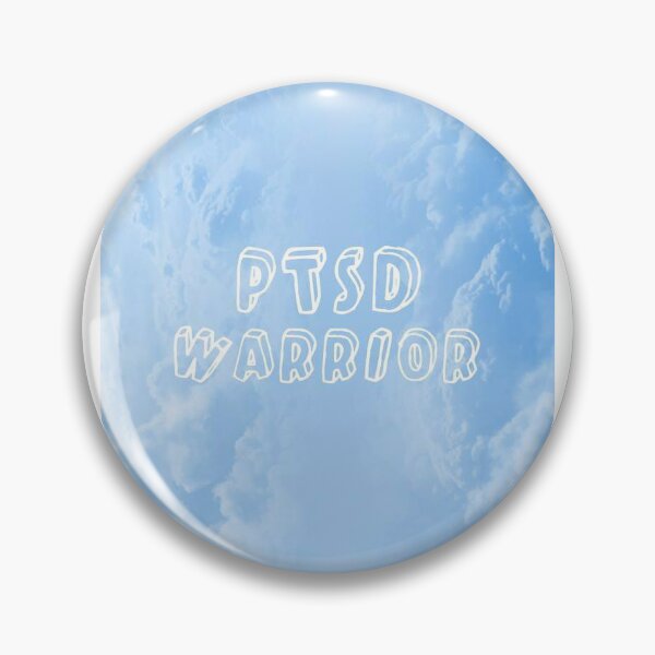Item preview, PTSD warrior pin blue clouds designed and sold by SophieAlexandra.