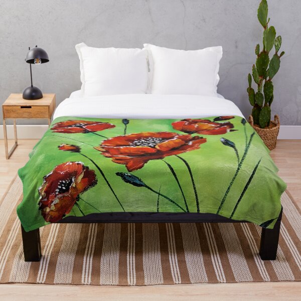Item preview, Poppy Flowers on Green Background  designed and sold by KVELKY.