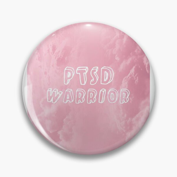 Item preview, PTSD warrior pin pink clouds designed and sold by SophieAlexandra.