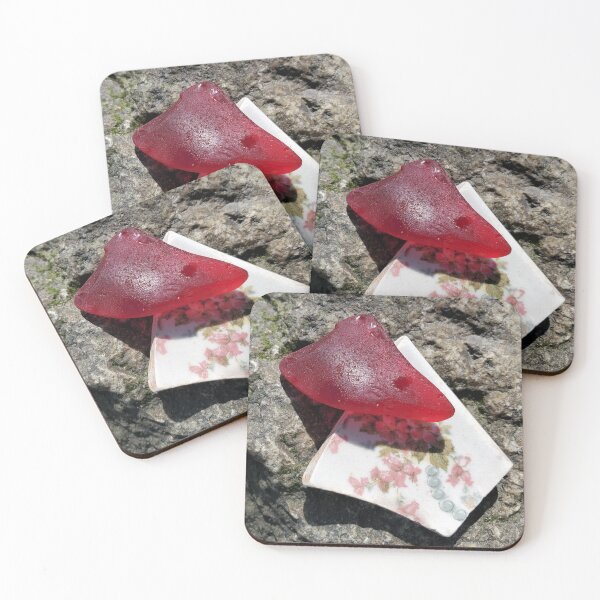 Item preview, Red Seaglass and Pottery Shard designed and sold by SusanSeamaiden.