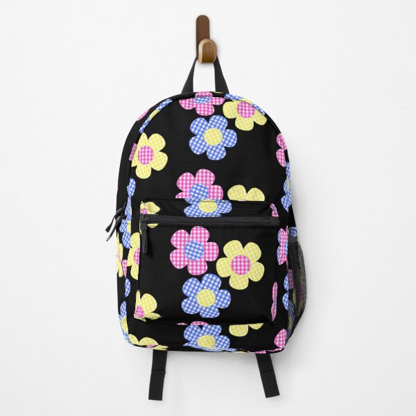 Item preview, Flowers Pink, Yellow, Blue on Black designed and sold by Shapes-Mania.