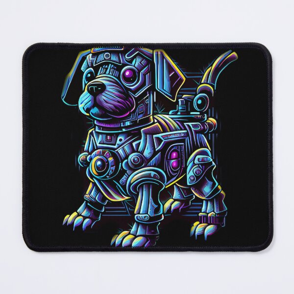 Item preview, Robotic puppy and Stranger things abstract scene , sifi, trees, mountains, designed and sold by adee1122.