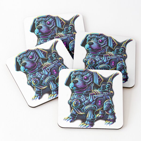 Item preview, Robotic puppy and Stranger things abstract scene , sifi, trees, mountains, designed and sold by adee1122.