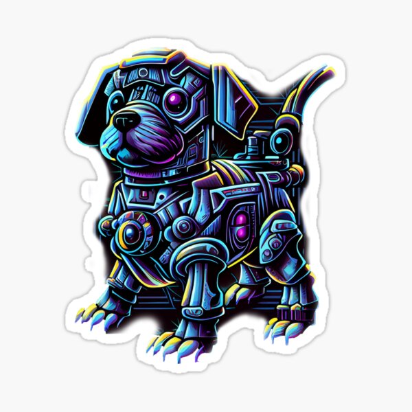 Item preview, Robotic puppy and Stranger things abstract scene , sifi, trees, mountains, designed and sold by adee1122.