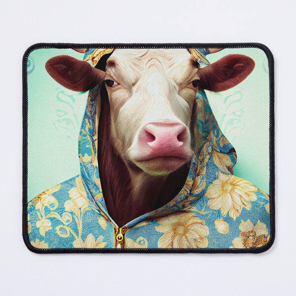 Item preview, Cow in hoodie portrait designed and sold by FlatLandPrints.