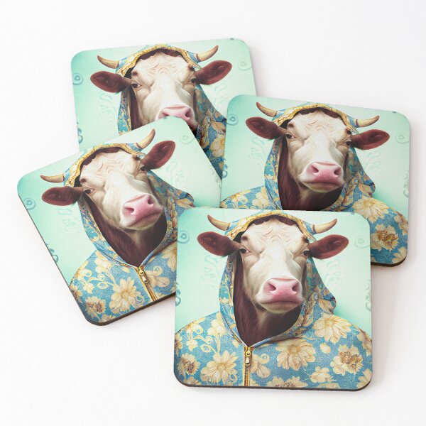 Item preview, Cow in hoodie portrait designed and sold by FlatLandPrints.