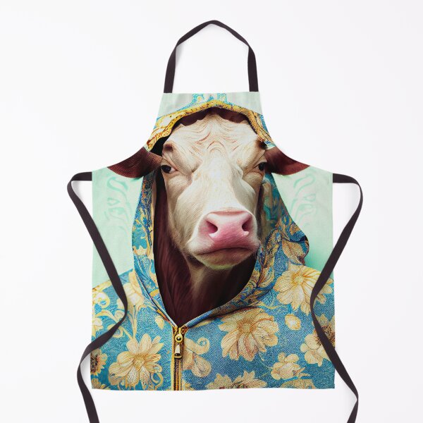 Item preview, Cow in hoodie portrait designed and sold by FlatLandPrints.