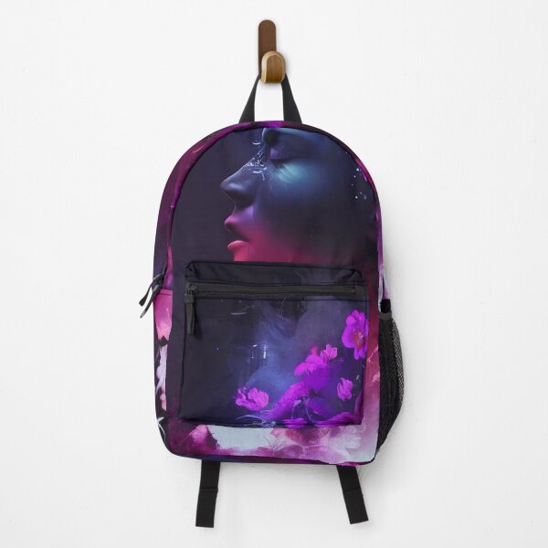 Artikelvorschau, Schwarze Frau mit violetten Blumen, die aus ihrem Haar wachsen entworfen und verkauft von Tuko Designs.