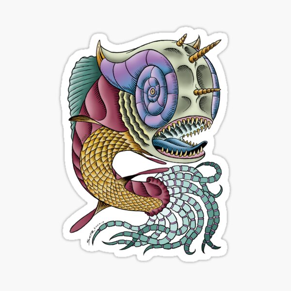 Armour Headed Dragon Fish Sticker