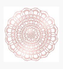 Rose Gold Hand Drawn Boho Mandala Photographic Print