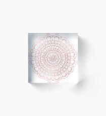 Rose Gold Hand Drawn Boho Mandala Acrylic Block