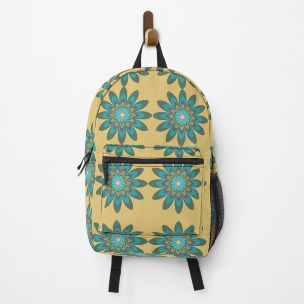 Item preview, Blue dahlia flowers retro style gold designed and sold by Bakkia.
