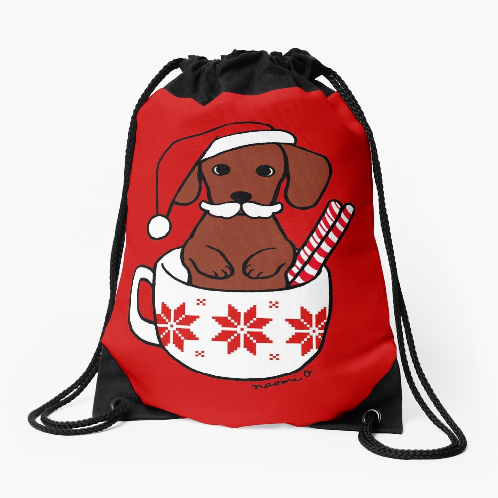 Dachshund Christmas Mustache Coffee Mug Drawstring Bag