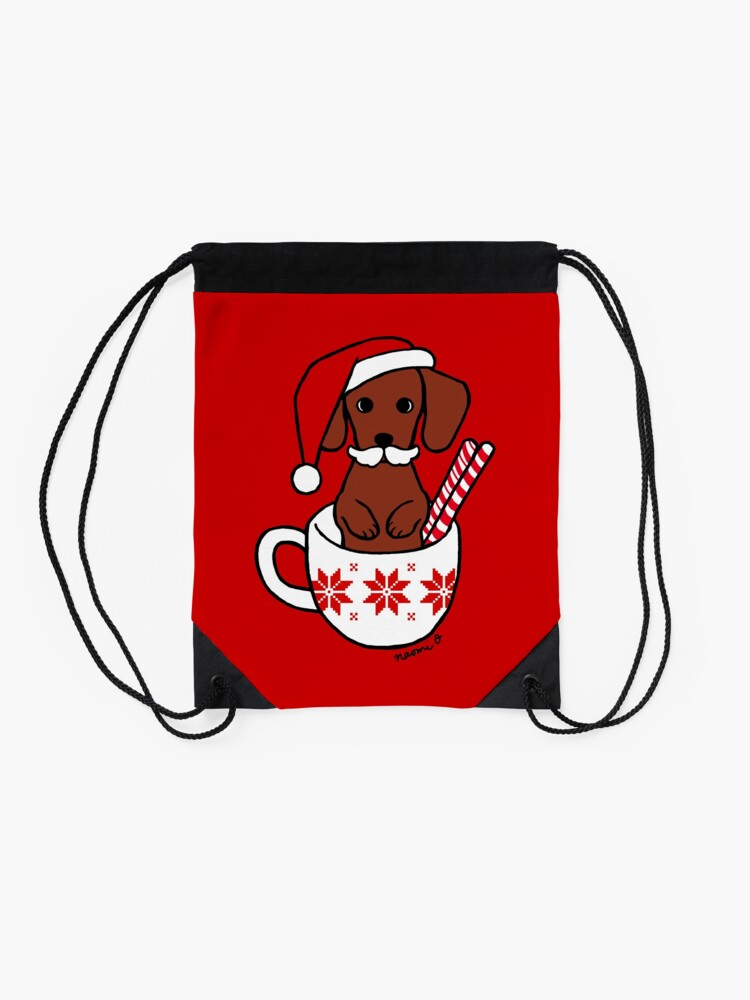Alternate view of Dachshund Christmas Mustache Coffee Mug Drawstring Bag