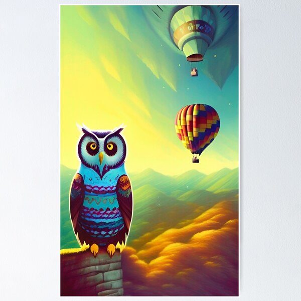 Item preview, Owl And Hot Air Balloons designed and sold by ShopSunday.