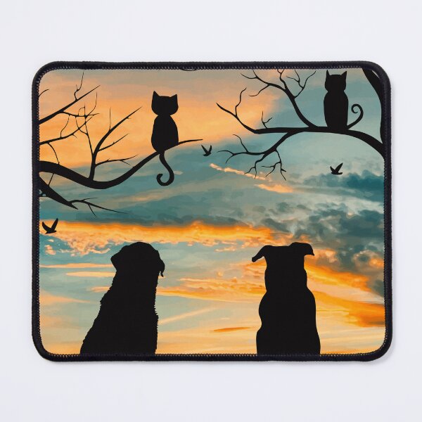 Artikelvorschau, Lustige Hunde und Katzen bei Sonnenuntergang entworfen und verkauft von MoSaid.