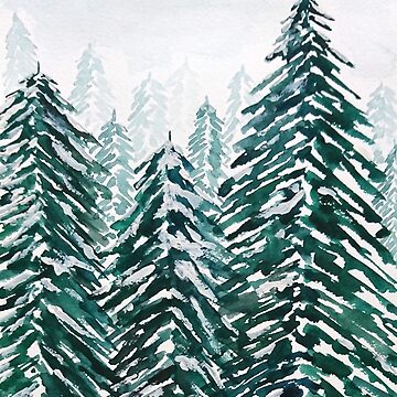 Artwork thumbnail, snowy pine forest green by ColorandColor