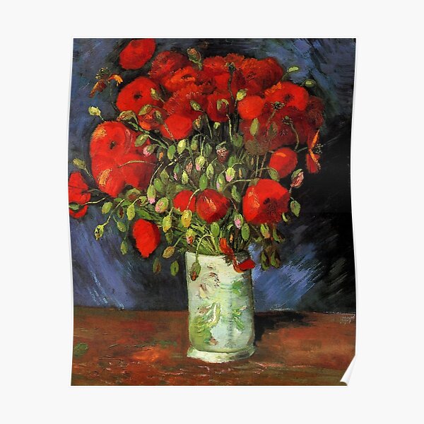 Vintage Vincent Van Gogh Vase of Red Poppies 1886 Fine Art Poster
