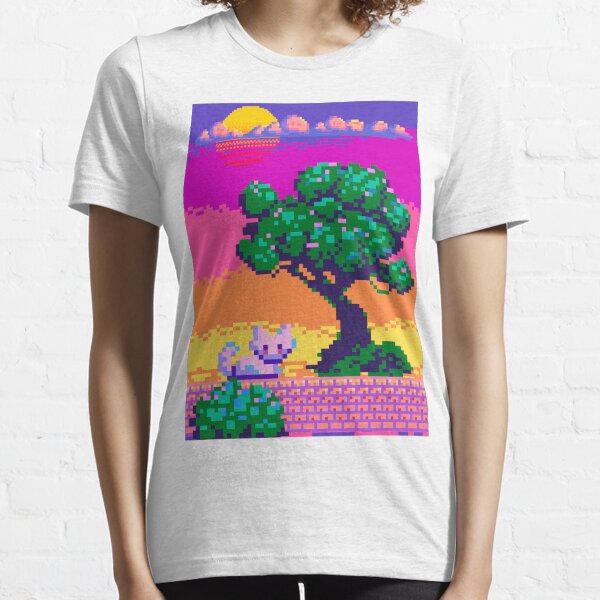 Pixel Cat on the Wall Essential T-Shirt