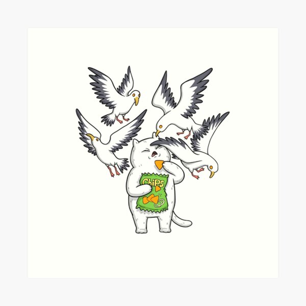 chips and seagulls Art Print