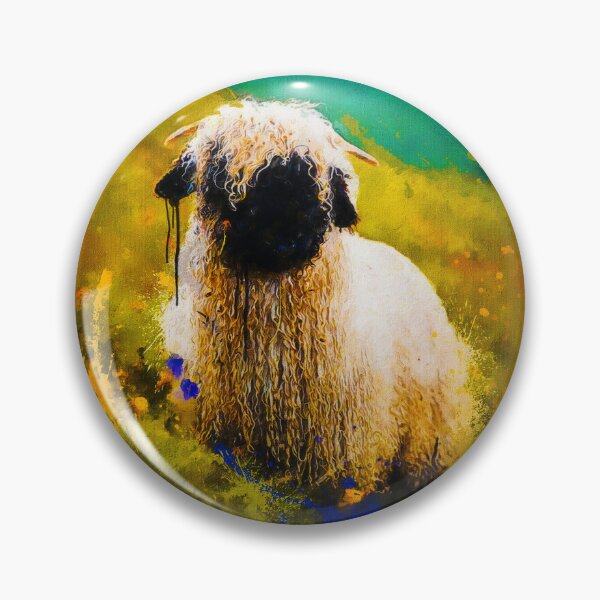 Item preview, Swiss Valais Blacknose Sheep, Fluffy  Valais Blacknose Sheep Art, Cute Swiss Sheep Farm Animal Portrait, Adorable Swiss Valais Blacknose Sheep  designed and sold by Paintcorner.
