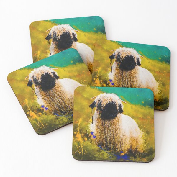 Item preview, Swiss Valais Blacknose Sheep, Fluffy  Valais Blacknose Sheep Art, Cute Swiss Sheep Farm Animal Portrait, Adorable Swiss Valais Blacknose Sheep  designed and sold by Paintcorner.
