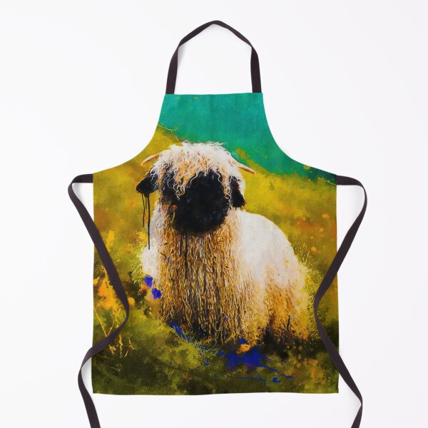 Item preview, Swiss Valais Blacknose Sheep, Fluffy Valais Blacknose Sheep Art, Cute Swiss Sheep Farm Animal Portrait, Adorable Swiss Valais Blacknose Sheep designed and sold by Paintcorner.
