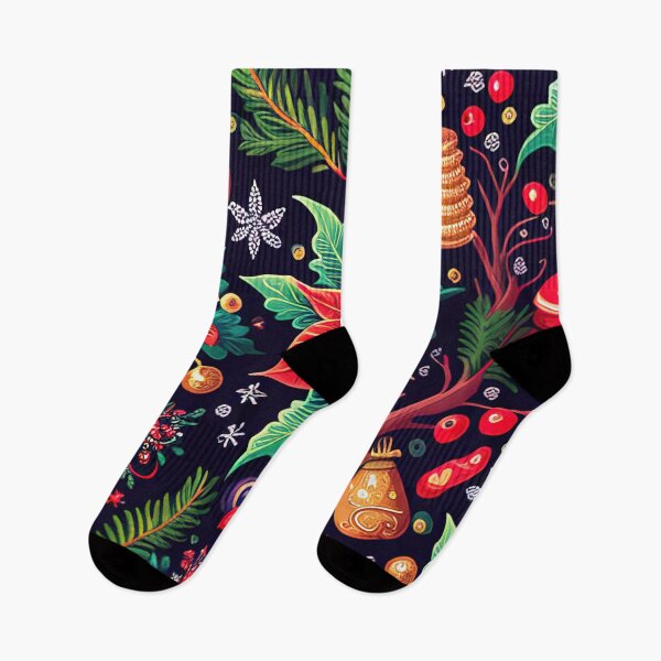 Item preview, Christmas pattern with flowers, balls and mistletoe designed and sold by XmasPatterns.