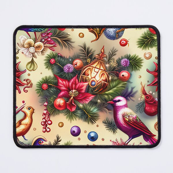Item preview, Christmas pattern with flowers, balls and birds designed and sold by XmasPatterns.