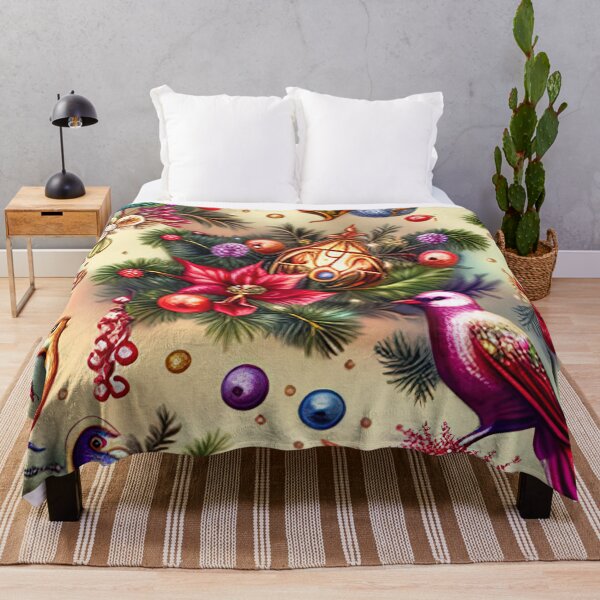 Item preview, Christmas pattern with flowers, balls and birds designed and sold by XmasPatterns.