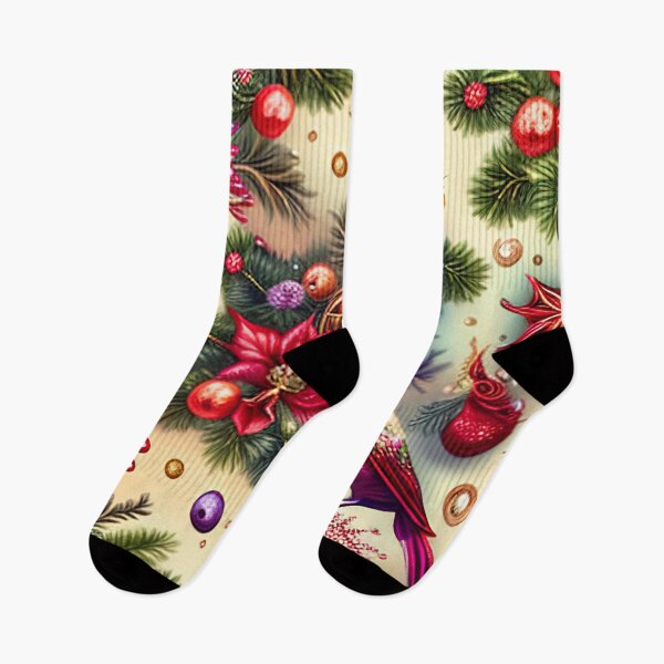 Item preview, Christmas pattern with flowers, balls and birds designed and sold by XmasPatterns.