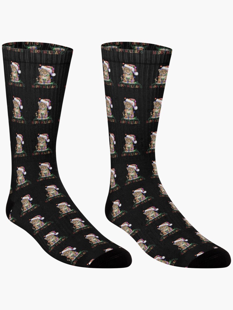 Thumbnail 3 of 5, Socks, Christmas Leopard Cub designed and sold by HappyLifeCreate.