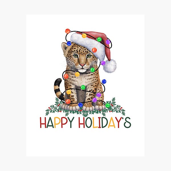 Item preview, Christmas Leopard Cub designed and sold by HappyLifeCreate.