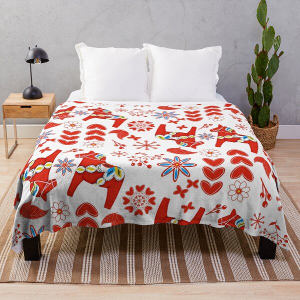Item preview, Scandinavian Folk Art Red Dala Horse Half Drop Pattern designed and sold by MFGB-Creations.