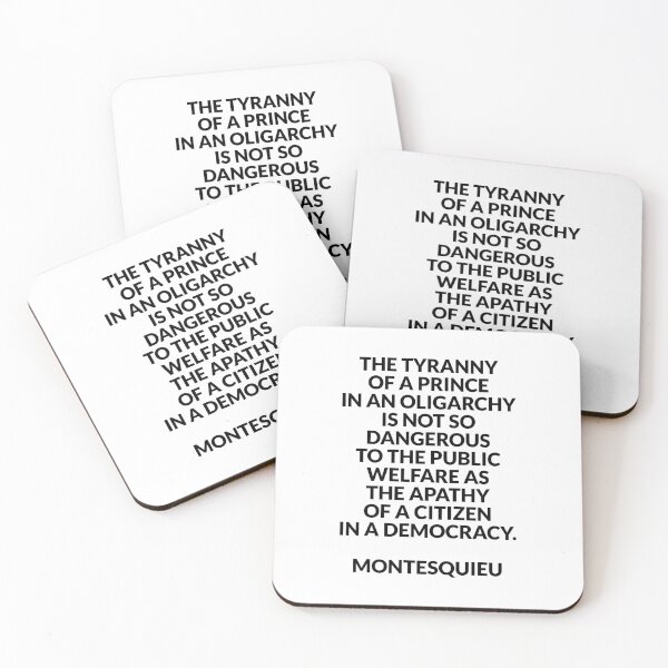 Item preview, Montesquieu political quotes - apathy in a democracy designed and sold by Inspirationmotivation.