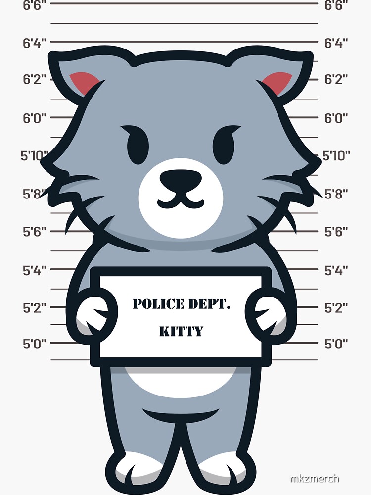 "Cute Cat in Jail" Sticker for Sale by mkzmerch Redbubble
