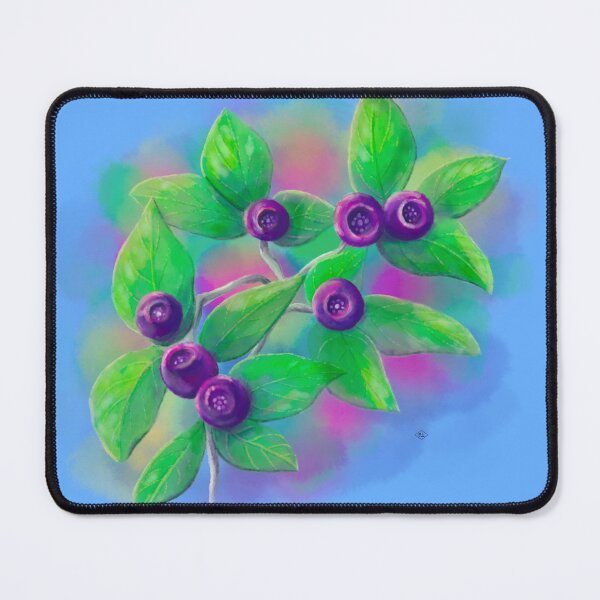 Item preview, Colorful Huckleberries - on a blue background designed and sold by MountainLyonArt.