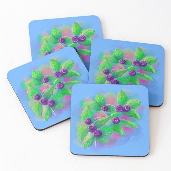 Item preview, Colorful Huckleberries - on a blue background designed and sold by MountainLyonArt.