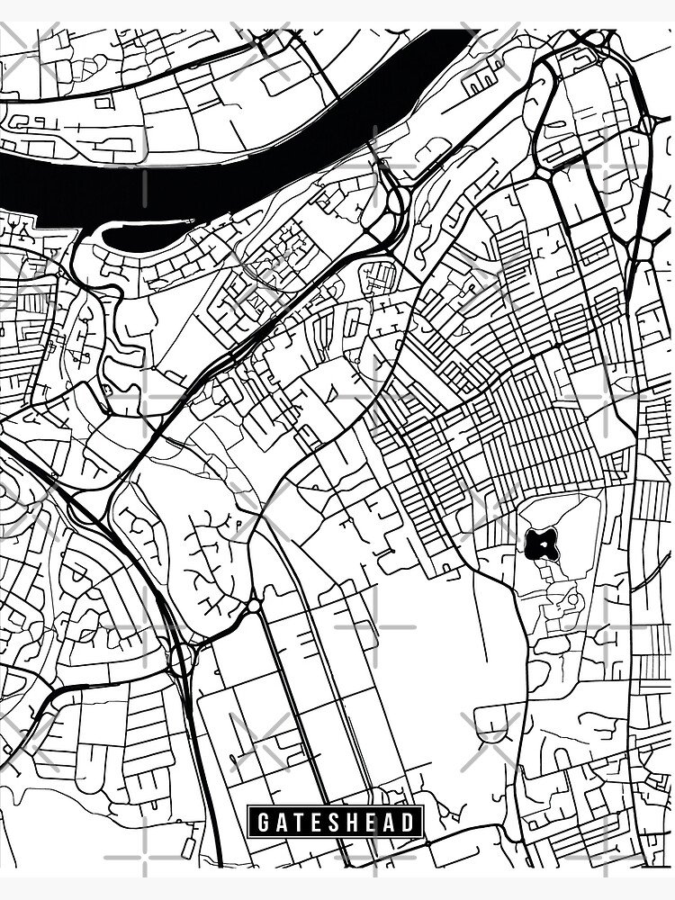 Map of GATESHEAD Black and White Map Print City Print 