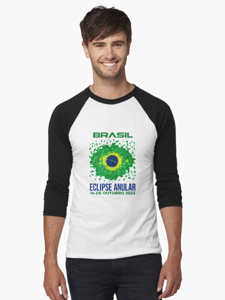 Thumbnail 1 of 3, Baseball ¾ Sleeve T-Shirt, Brazil Annular Eclipse 2023 designed and sold by Eclipse2024.