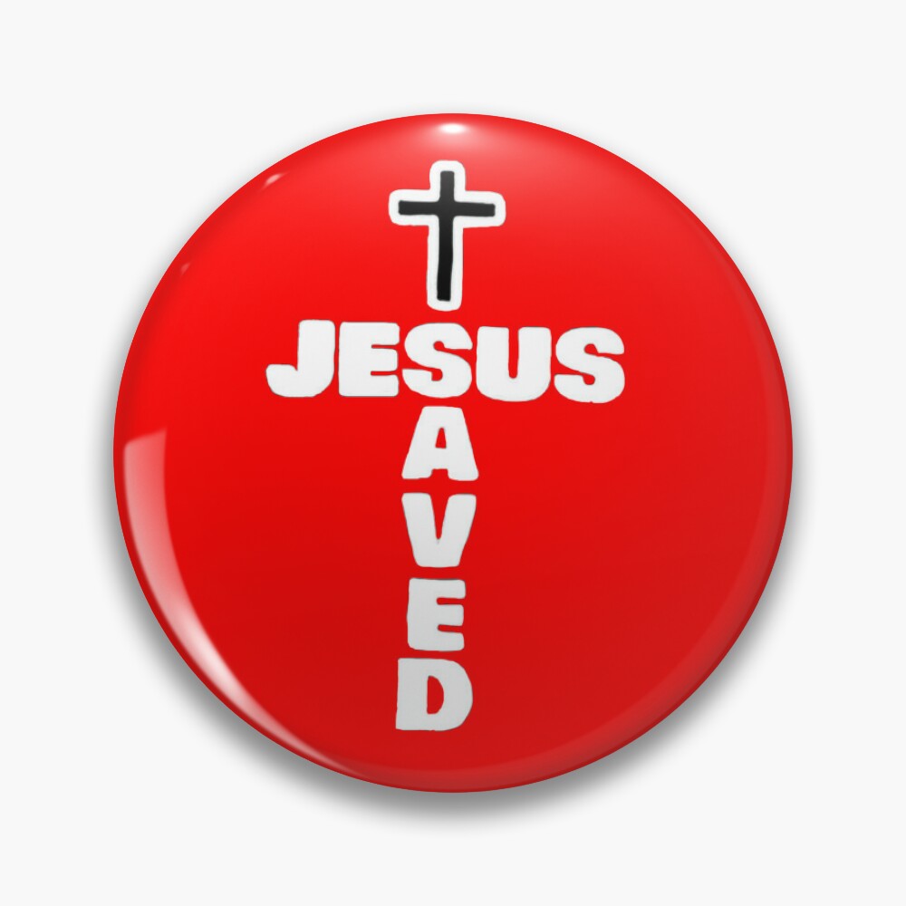 Jesus Saved With Cross Pin for Sale by Rowena Jones